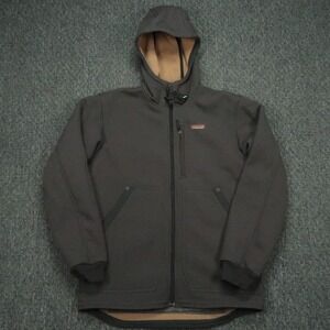 Patagonia Jacket Mens Medium Gray Burly Man Hooded Full Zip Pockets Lined